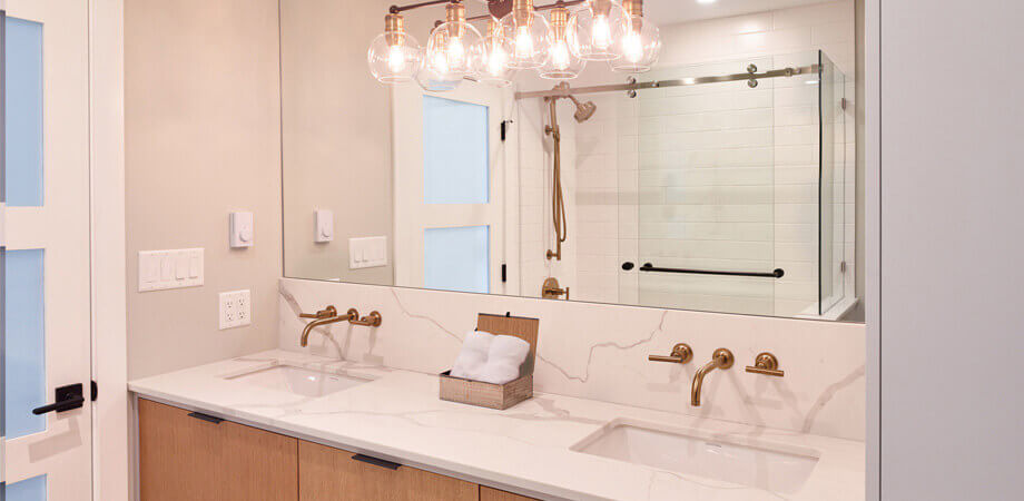 Vancouver Bungalow Renovation of Bathroom with Bronze Features