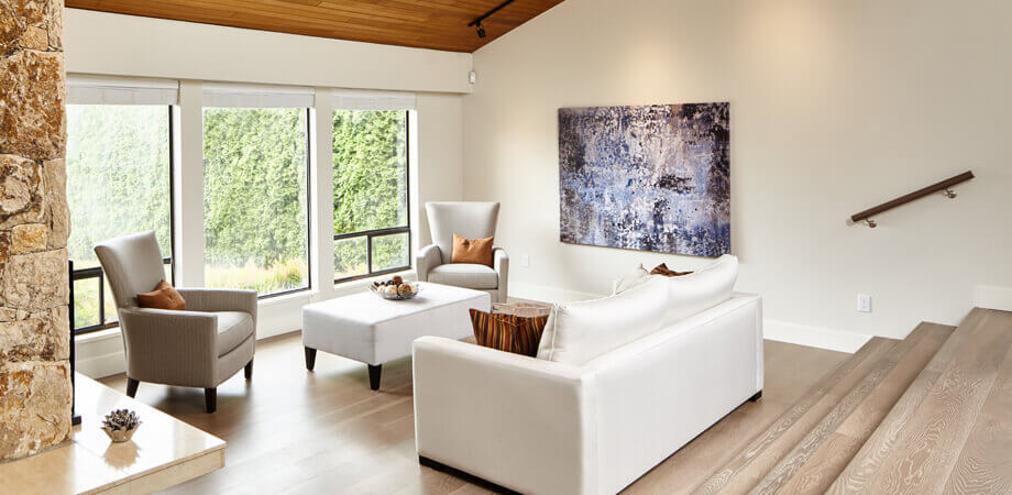 sunken living area of modernized burnaby family greatroom renovation