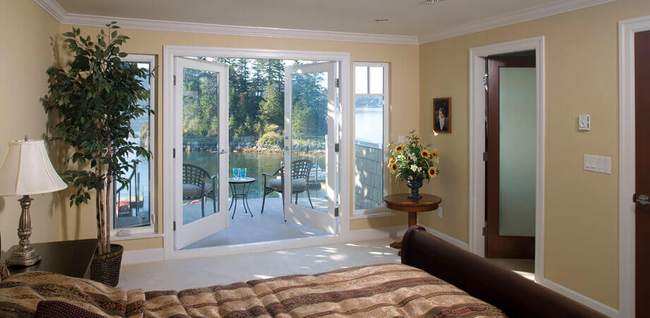 alternate view of renovated master suite patio with view in north vancouver