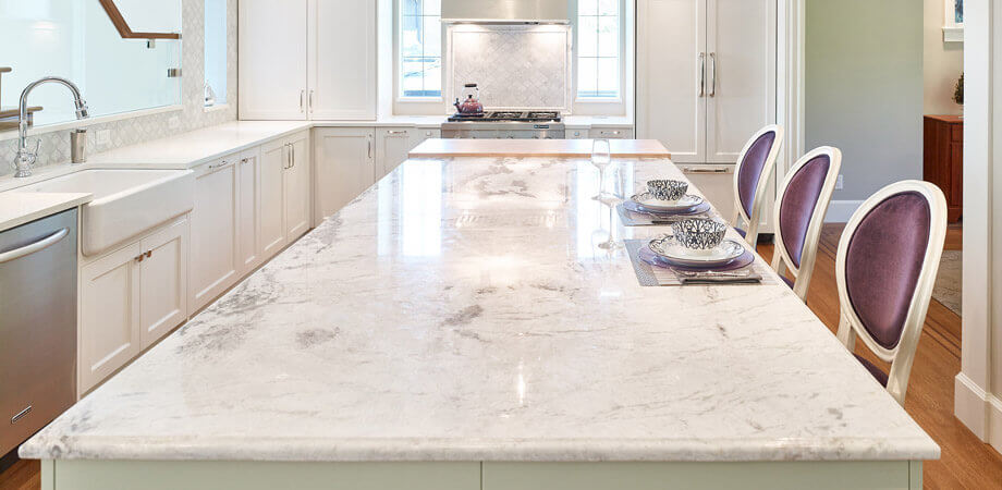 Seamless Stone Slab Kitchen Island