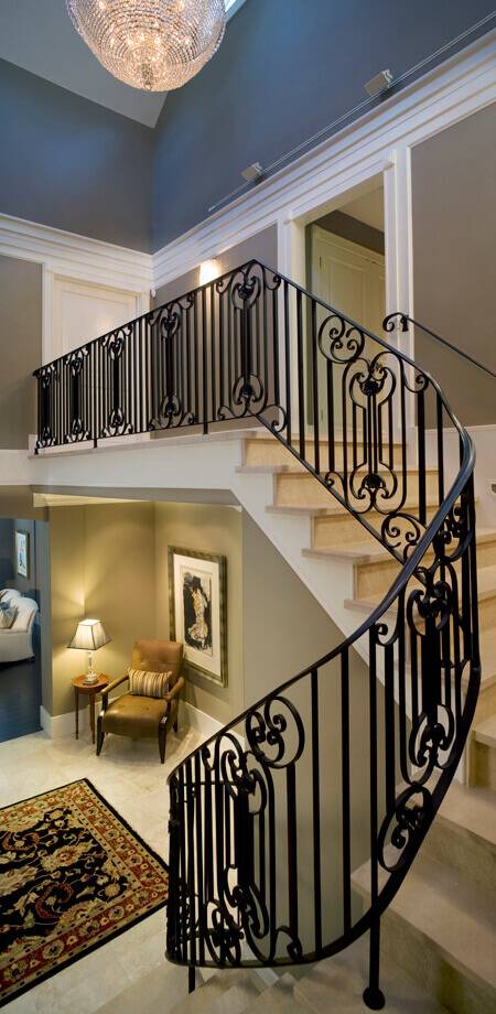 custom iron railings design feature of traditional vancouver home renovation