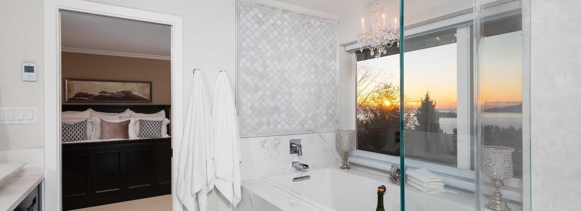 Marble and Terrazo Style Ensuite Beholds Belvedere Views